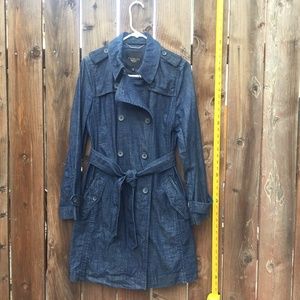 Talbots Denim Jean Jacket Belted Trench Coat 10P